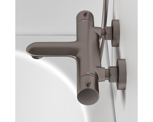 Смеситель д/ванны и душа Abelsberg Perfecta INF61101BN с термостатом, титан