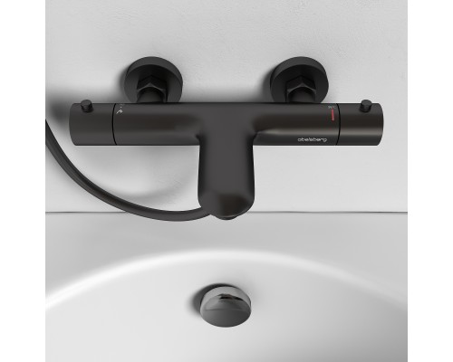 Смеситель д/ванны и душа Abelsberg Perfecta INF61101GM с термостатом, космическая сталь