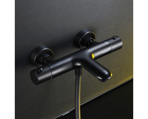 Смеситель д/ванны и душа Abelsberg Perfecta INF61101MB с термостатом, вулканический черный