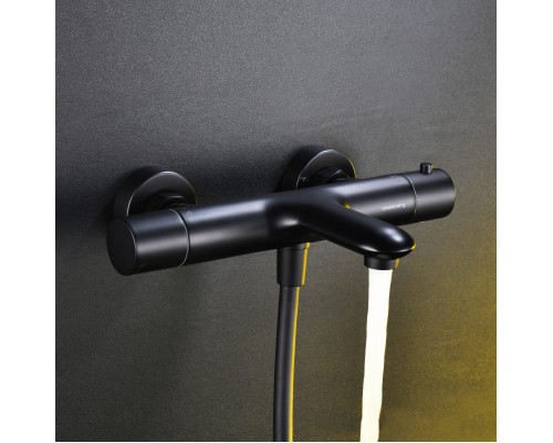 Смеситель д/ванны и душа Abelsberg Perfecta INF61101MB с термостатом, вулканический черный