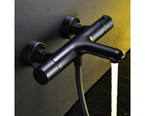 Смеситель д/ванны и душа Abelsberg Perfecta INF61101MB с термостатом, вулканический черный