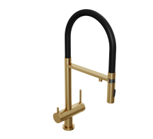 Смеситель для кухни Abelsberg Venta IXF73979BG c гибким изливом и возможностью подключения фильтра для воды, цвет королевское золото, PVD покрытие