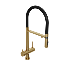 Смеситель для кухни Abelsberg Venta IXF73979BG c гибким изливом и возможностью подключения фильтра для воды, цвет королевское золото, PVD покрытие