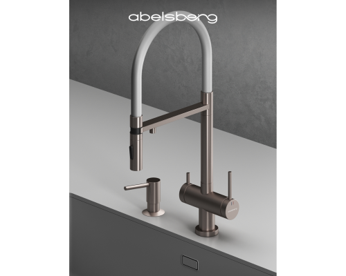 Смеситель д/кухни Abelsberg Venta IXF73979BN c гибким изливом и фильтром д/воды, цвет титан