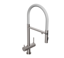 Смеситель для кухни Abelsberg Venta IXF73979BN c гибким изливом и возможностью подключения фильтра для воды, цвет титан, PVD покрытие