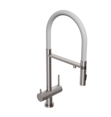 Смеситель для кухни Abelsberg Venta IXF73979BN c гибким изливом и возможностью подключения фильтра для воды, цвет титан, PVD покрытие