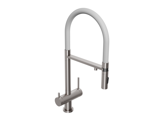 Смеситель д/кухни Abelsberg Venta IXF73979BN c гибким изливом и фильтром д/воды, цвет титан