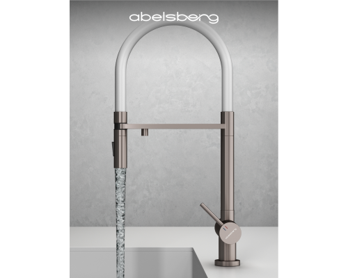 Смеситель д/кухни Abelsberg Venta IXF73979BN c гибким изливом и фильтром д/воды, цвет титан