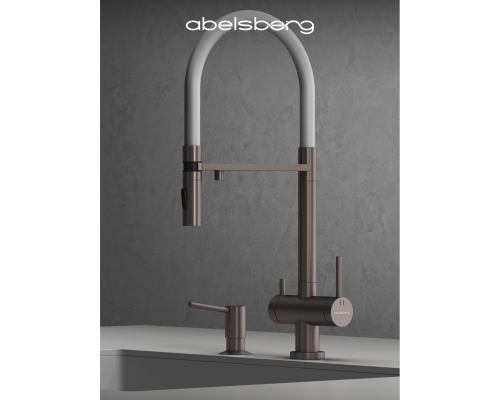 Смеситель д/кухни Abelsberg Venta IXF73979BN c гибким изливом и фильтром д/воды, цвет титан