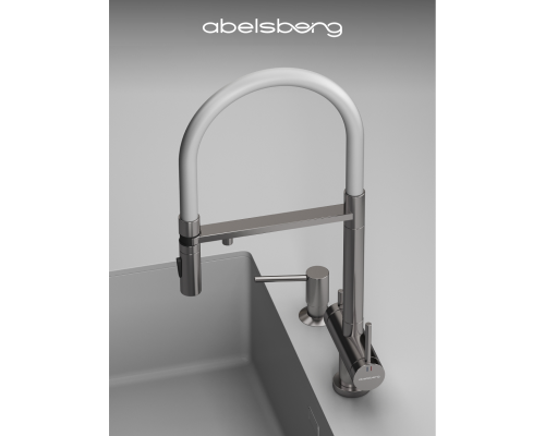 Смеситель д/кухни Abelsberg Venta IXF73979CH c гибким изливом и фильтром д/воды, цвет лянцевый хром