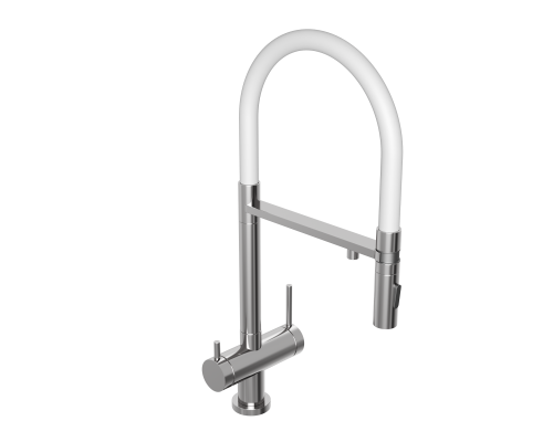 Смеситель д/кухни Abelsberg Venta IXF73979CH c гибким изливом и фильтром д/воды, цвет лянцевый хром
