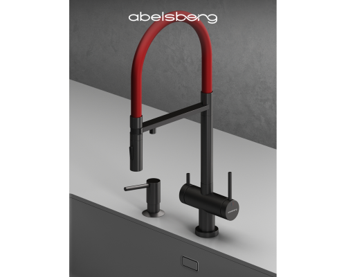 Смеситель д/кухни Abelsberg Venta IXF73979GM c гибким изливом и фильтром д/воды, цвет космическая сталь