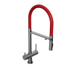 Смеситель для кухни Abelsberg Venta IXF73979GM c гибким изливом и возможностью подключения фильтра для воды, цвет космическая сталь, PVD покрытие