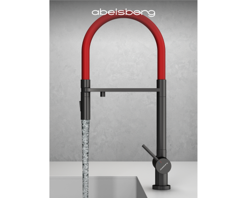 Смеситель д/кухни Abelsberg Venta IXF73979GM c гибким изливом и фильтром д/воды, цвет космическая сталь