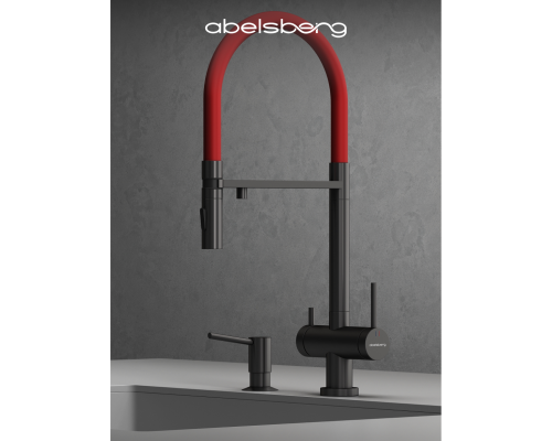 Смеситель д/кухни Abelsberg Venta IXF73979GM c гибким изливом и фильтром д/воды, цвет космическая сталь