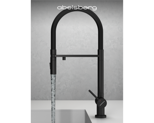 Смеситель д/кухни Abelsberg Venta IXF73979MB c гибким изливом и фильтром д/воды, цвет вулканический черный