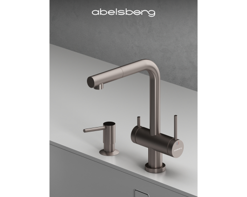 Смеситель д/кухни Abelsberg Pura OTF70709BN c вытяжным изливом и фильтром д/воды, цвет титан