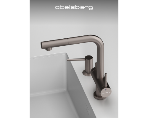 Смеситель д/кухни Abelsberg Pura OTF70709BN c вытяжным изливом и фильтром д/воды, цвет титан