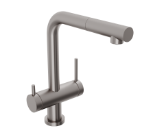 Смеситель для кухни Abelsberg Pura OTF70709BN c вытяжным изливом и возможностью подключения фильтра для воды, цвет титан, PVD покрытие