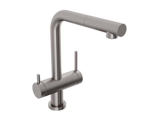 Смеситель д/кухни Abelsberg Pura OTF70709BN c вытяжным изливом и фильтром д/воды, цвет титан