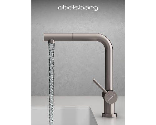 Смеситель д/кухни Abelsberg Pura OTF70709BN c вытяжным изливом и фильтром д/воды, цвет титан