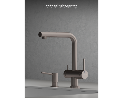 Смеситель д/кухни Abelsberg Pura OTF70709BN c вытяжным изливом и фильтром д/воды, цвет титан