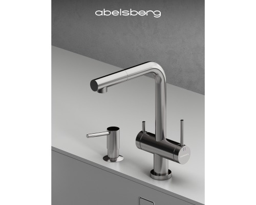 Смеситель д/кухни Abelsberg Pura OTF70709CH c вытяжным изливом и фильтром д/воды, цвет глянцевый хром