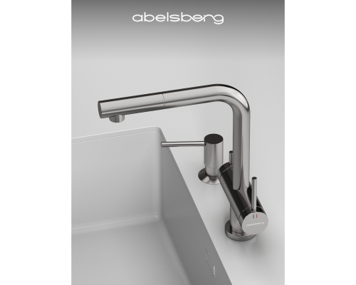 Смеситель д/кухни Abelsberg Pura OTF70709CH c вытяжным изливом и фильтром д/воды, цвет глянцевый хром