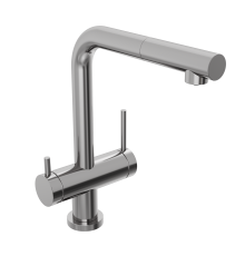 Смеситель для кухни Abelsberg Pura OTF70709CH c вытяжным изливом и возможностью подключения фильтра для воды, цвет глянцевый хром