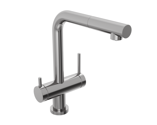 Смеситель д/кухни Abelsberg Pura OTF70709CH c вытяжным изливом и фильтром д/воды, цвет глянцевый хром