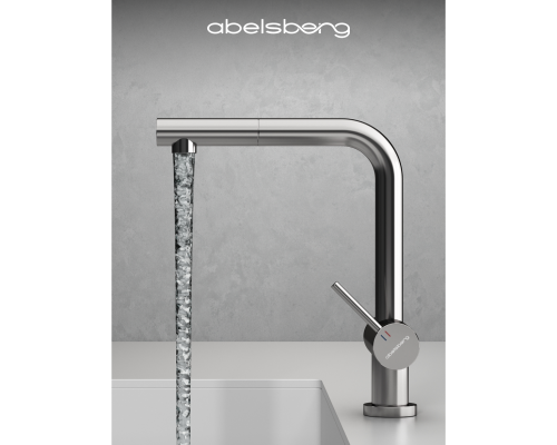 Смеситель д/кухни Abelsberg Pura OTF70709CH c вытяжным изливом и фильтром д/воды, цвет глянцевый хром