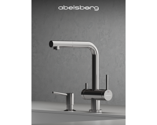 Смеситель д/кухни Abelsberg Pura OTF70709CH c вытяжным изливом и фильтром д/воды, цвет глянцевый хром