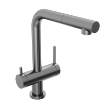 Смеситель для кухни Abelsberg Pura OTF70709GM c вытяжным изливом и возможностью подключения фильтра для воды, цвет космическая сталь, PVD покрытие