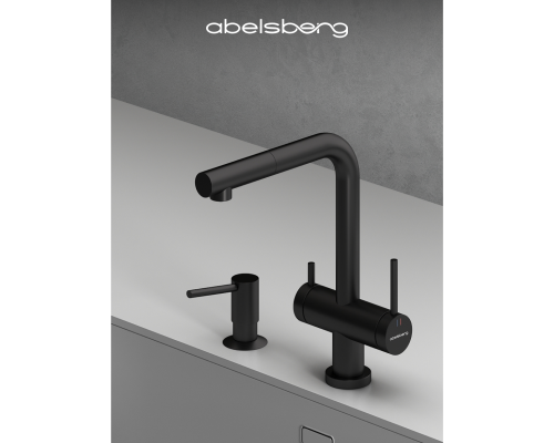 Смеситель д/кухни Abelsberg Pura OTF70709MB c вытяжным изливом и фильтром д/воды, цвет матовый черный