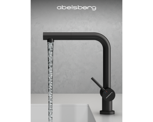 Смеситель д/кухни Abelsberg Pura OTF70709MB c вытяжным изливом и фильтром д/воды, цвет матовый черный