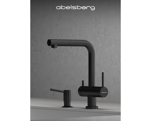 Смеситель д/кухни Abelsberg Pura OTF70709MB c вытяжным изливом и фильтром д/воды, цвет матовый черный