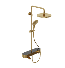 Душевая система Abelsberg Intensa SNS52655BG с термостатом и полкой для ванны и душа, королевское золото