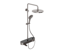 Душевая система Abelsberg Intensa SNS52655BN с термостатом и полкой для ванны и душа, титан