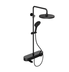 Душевая система Abelsberg Intensa SNS52655MB с термостатом и полкой для ванны и душа, вулканический черный