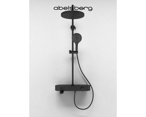 Душевая система Abelsberg Intensa SNS52655MB термостат, полка, д/ванны и душа, вулканический черный