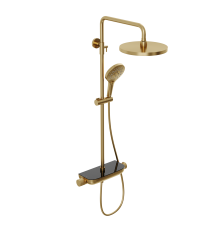 Душевая система Abelsberg Lineara SNS52790BG с термостатом и полкой для душа, королевское золото