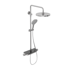 Душевая система Abelsberg Lineara SNS52790CH с термостатом и полкой для душа, глянцевый хром