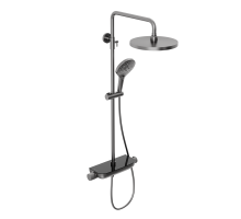 Душевая система Abelsberg Lineara SNS52790GM с термостатом и полкой для душа, космическая сталь