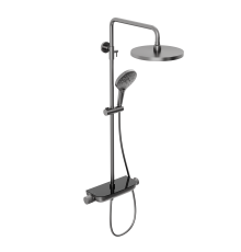 Душевая система Abelsberg Lineara SNS52790GM с термостатом и полкой для душа, космическая сталь