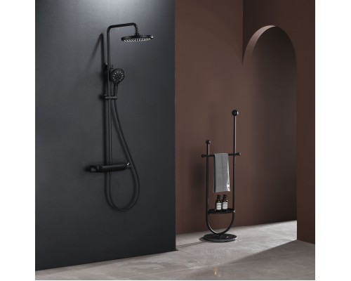 Душевая система Abelsberg Lineara SNS52790MB термостат, полка, д/душа, вулканический черный
