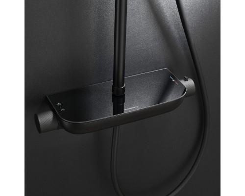 Душевая система Abelsberg Lineara SNS52790MB термостат, полка, д/душа, вулканический черный