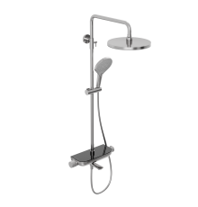 Душевая система Abelsberg Lineara SNS52791CH с термостатом и полкой для ванны и душа, глянцевый хром