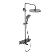 Душевая система Abelsberg Lineara SNS52791GM с термостатом и полкой для ванны и душа, космическая сталь