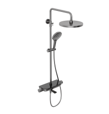 Душевая система Abelsberg Lineara SNS52791GM с термостатом и полкой для ванны и душа, космическая сталь