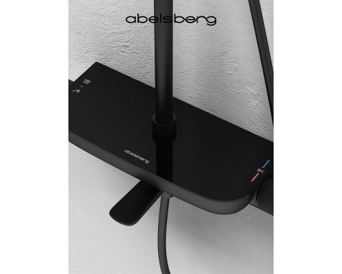 Душевая система Abelsberg Lineara SNS52791MB термостат, полка, д/ванны и душа, вулканический черный